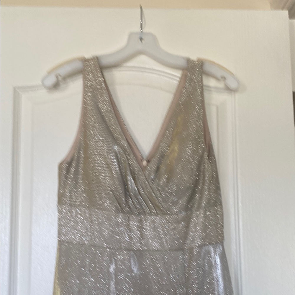 Oleg Cassini Gold Sleeveless V-Neck Dress - Picture 4 of 6